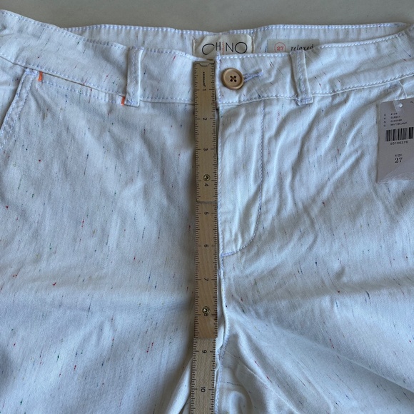 Anthropologie Chino Multi Speckled Raibow Splatter White Rolled up Pants Jeans - Picture 10 of 10